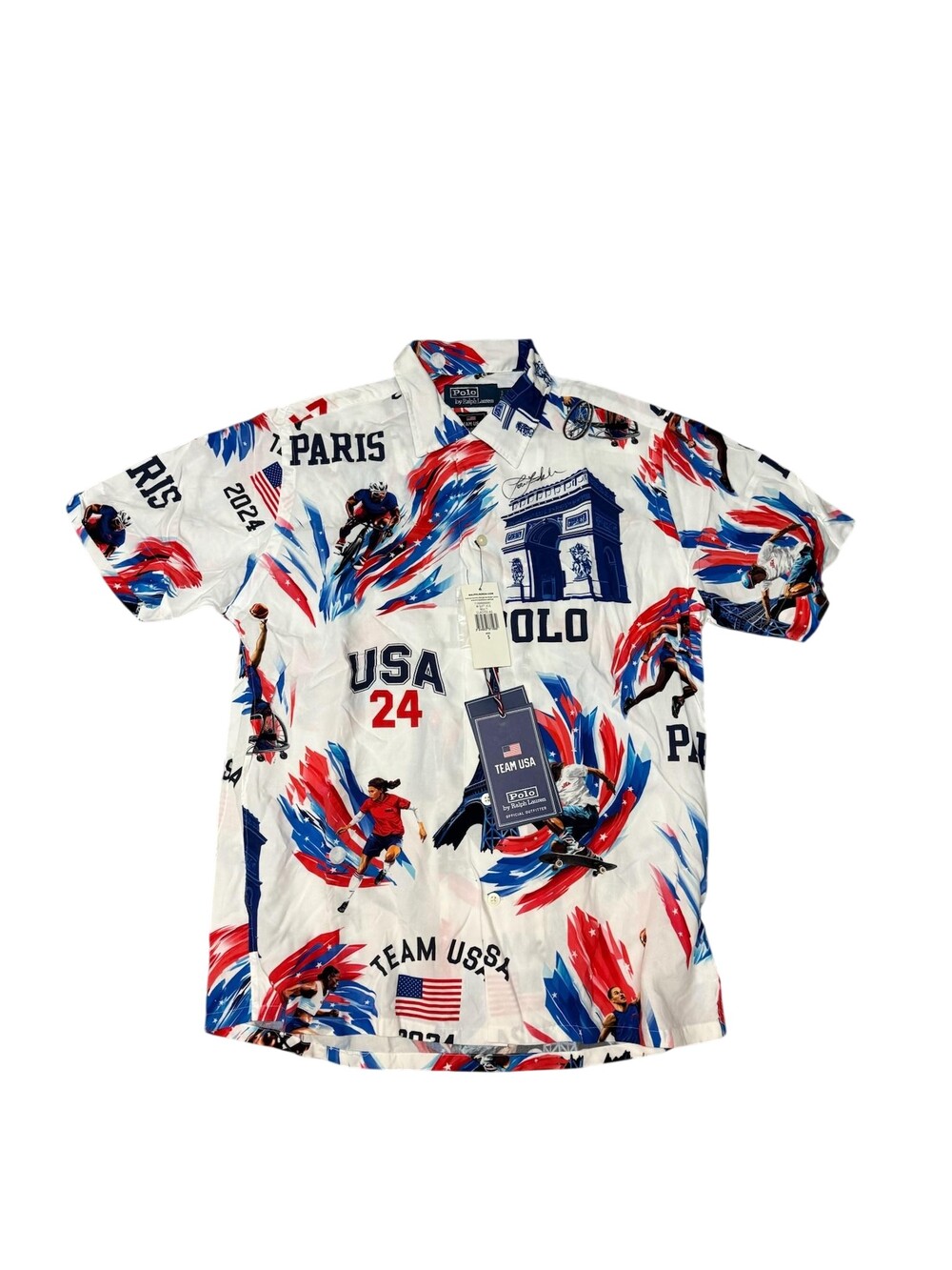 NEW Polo Ralph Lauren Shirt Mens Small Team USA Paris 2024 Olympics Button-Up